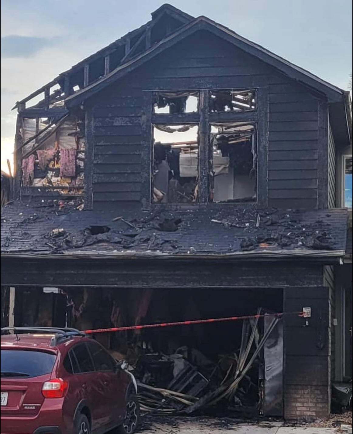 House front and garage destroyed by fire